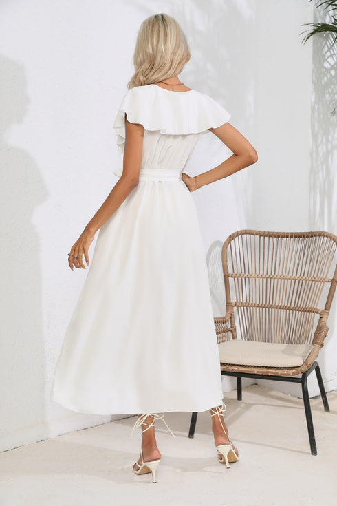 ruffled-tied-v-neck-midi-dress Sophia's Trends - Sophia's Style-Black-M
